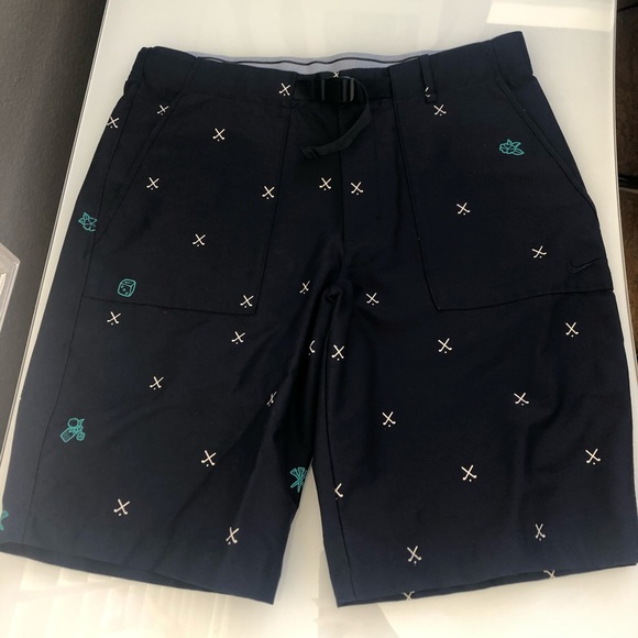 HP✨ NWOT Nike Flex Golf Shorts Navy Blue Charms Belted - Picture 5 of 13